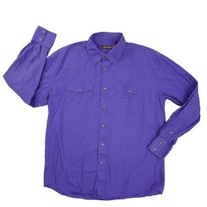 Roper Purple Pearl Snap Shirt Long Sleeve Men's Large Western Cowboy Workwear